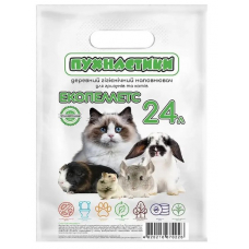 Деревний наповнювач Пухнастики для котів та гризунів 5 кг+1 кг (24л)