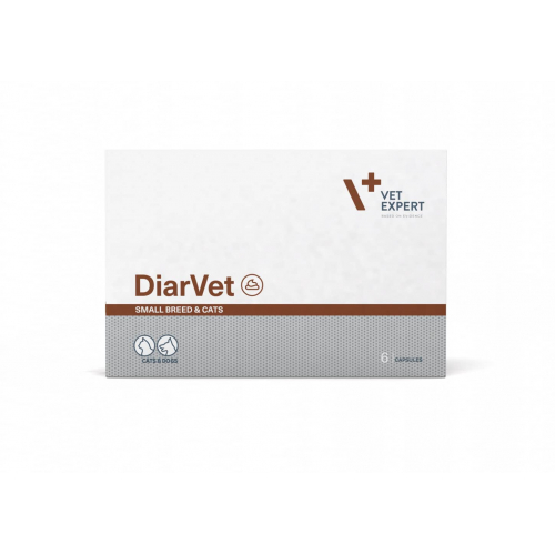 Vet Expert DiarVet ДіарВет  (6 капс. Twist Off) - засіб для котів і собак малих порід проти діареї (бентоніт, інулін, пектин, таніни, віт А)