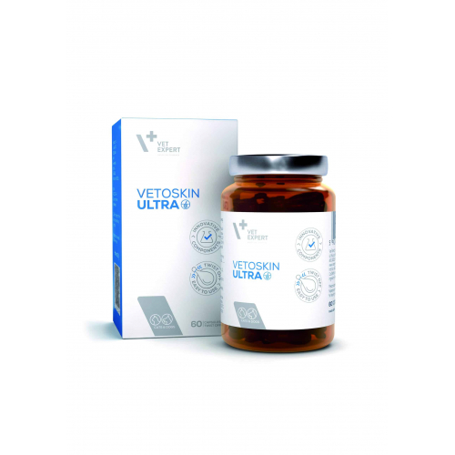 Vet Expert VetoSkin Ultra Нутрицевтична добавка для комплексної підтримки і регенерації шкіри і шерсті у котів і собак, 60 капс.