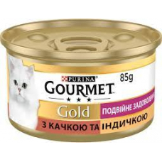 GOURMET Gold Duo (Гурме Голд Дуо). З качкою та індичкою. Консервований порційний повнораціонний корм для дорослих котів