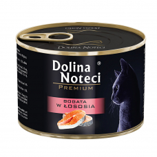 Корм конс.Dolina Noteci Premium  для котів, м'ясні шматочки в соусі з лососем,185 г.