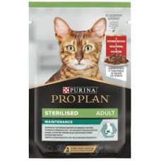 PURINA PRO PLAN STERILISED NUTRISAVOUR з ЯЛОВИЧИНОЮ. Консервований порційний повнораціонний корм для кастрованих котів / стерилізованих кішок. З яловичиною. Шматочки в підливі