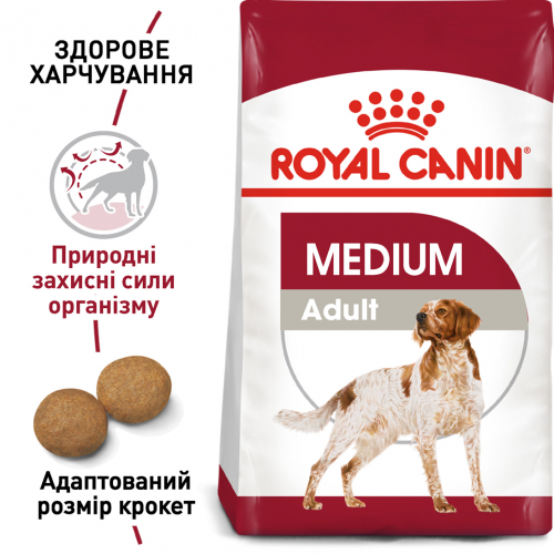 Сухий корм Royal Canin Medium Adult для дорослих собак середніх порід старше 12 місяців.