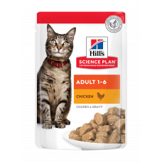 Hill's SCIENCE PLAN Adult Вологий корм для дорослих котів, з куркою  пауч