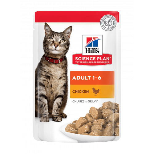 Hill's SCIENCE PLAN Adult Вологий корм для дорослих котів, з куркою  пауч
