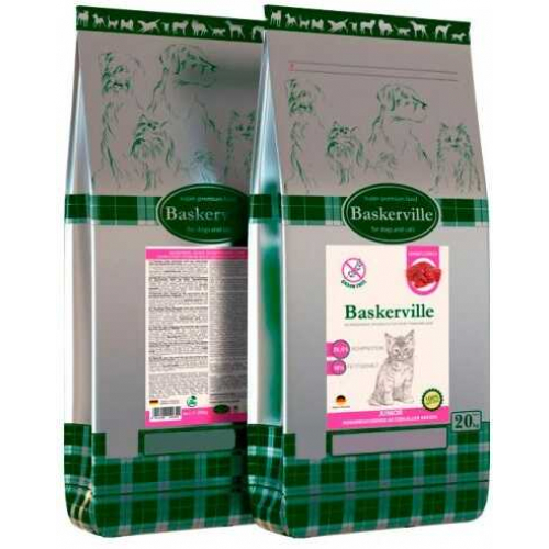 Сухий корм для кошенят Baskerville KF Kitten Junior без зернового м'яса птиці м'ясо яловичини та сухі ягоди 20 кг.