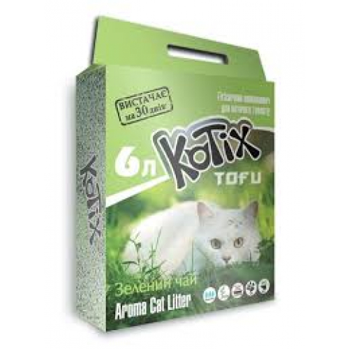 Наповнювач для котячого туалету Kotix Тофу Green tea Соєвий грудкувальний 2.55 кг (6 л).