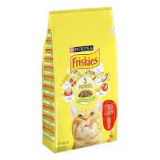 Сухий корм для дорослих котів Friskies з яловичиною, куркою та овочами 