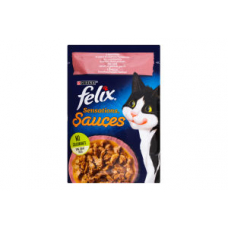 Вологий корм Purina Felix Sensations Sauces для дорослих кішок з лососем у соусі зі смаком креветок, 85 г