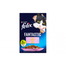 Вологий корм Purina Felix Fantastic для дорослих кішок, з фореллю та зеленими бобами, шматочки в желе, 85 г