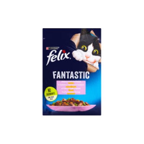 Вологий корм Purina Felix Fantastic для дорослих кішок, з фореллю та зеленими бобами, шматочки в желе, 85 г