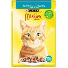 Вологий корм для дорослих котів Purina Friskies шматочки у підливці з тунцем 85 г