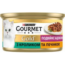GOURMET Gold Duo (Гурме Голд Дуо). З кроликом та печінкою. Консервований порційний повнораціонний корм для дорослих котів