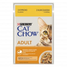 Вологий корм для дорослих котів Purina Cat Chow Adult ніжні шматочкив желе з куркою та цукіні 85 г