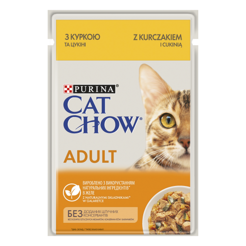 Вологий корм для дорослих котів Purina® Cat Chow® Adult ніжні шматочки в желе з куркою та цукіні 85 г