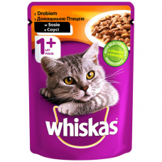 Вологий корм Whiskas для котів, домашня птиця у соусі,