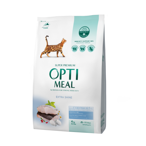 OPTIMEAL™. Повнораціонний сухий корм для дорослих котів  з високим вмістом тріски